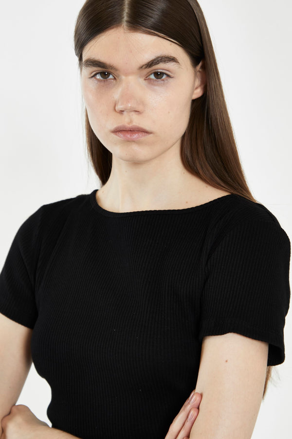 Glamorous Black Rib Open-Back Crop Top