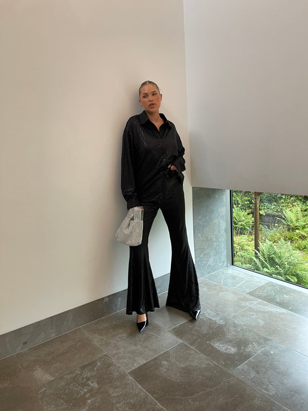Glamorous Black Sequin Oversized Shirt
