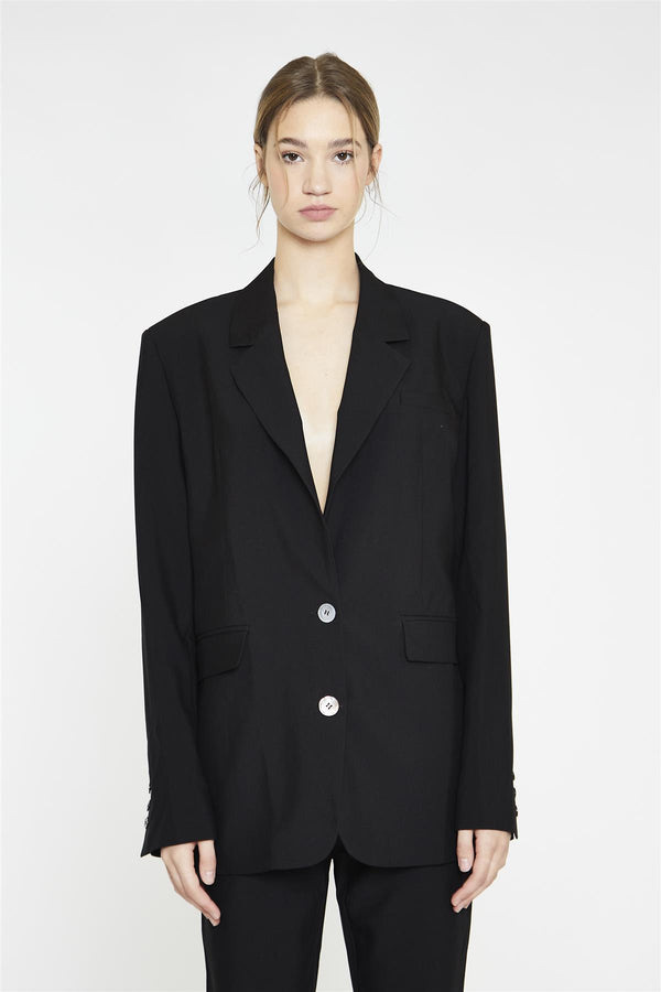 glamorous Black Single Breast Oversized-Blazer