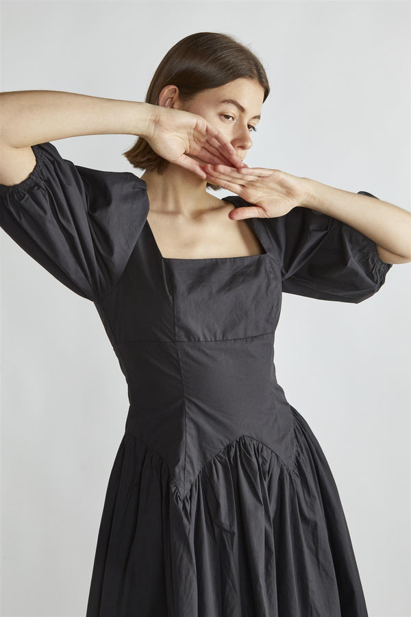 Glamorous Black Square-Neck Maxi-Dress