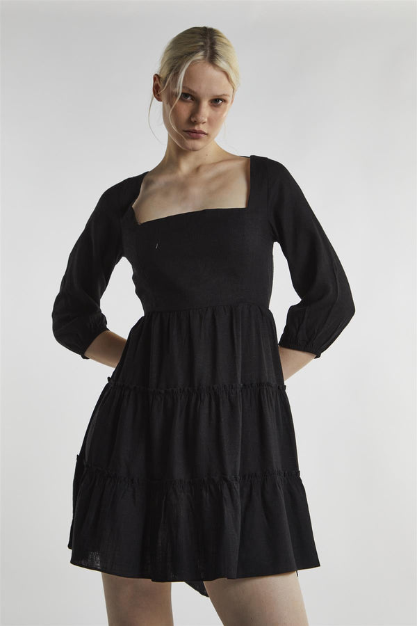 Glamorous Black Square Neck Mini-Dress