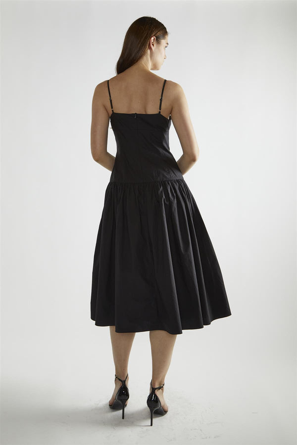 Glamorous Black Square-Neck Skater Midi-Dress