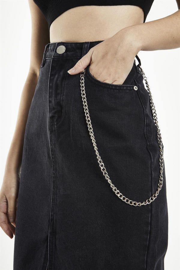 Glamorous Black Straight Pencil Midi-Skirt