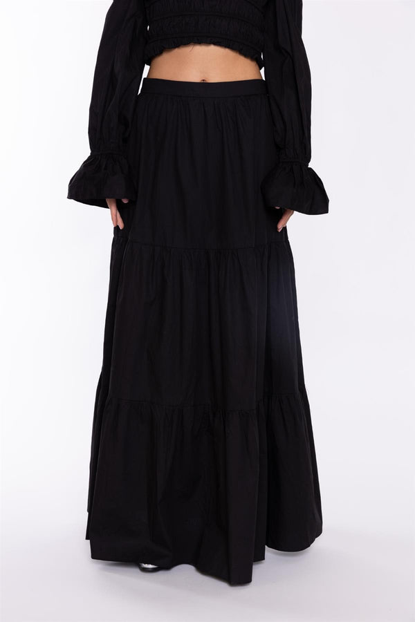 Glamorous Black Tiered Maxi-Skirt