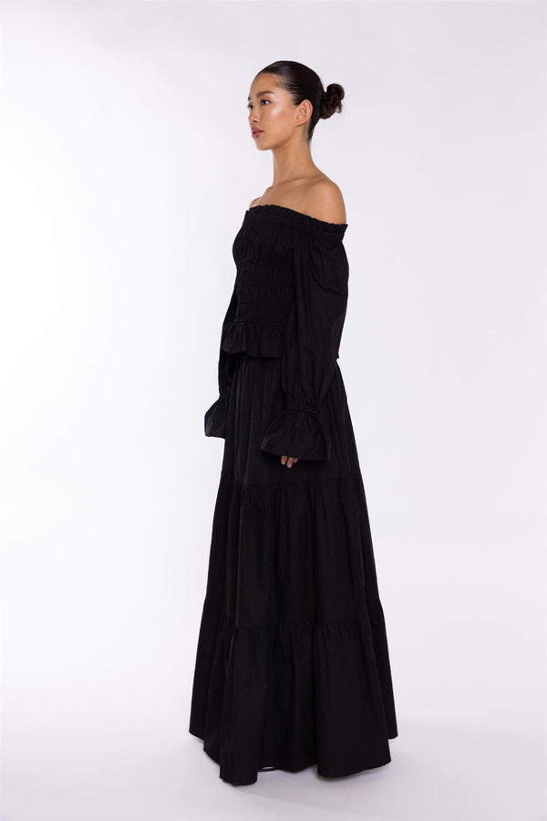 Glamorous Black Tiered Maxi-Skirt