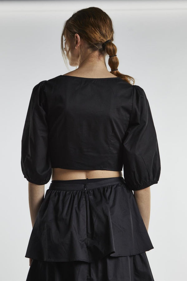 Glamorous Black Twist-Front Crop-Top