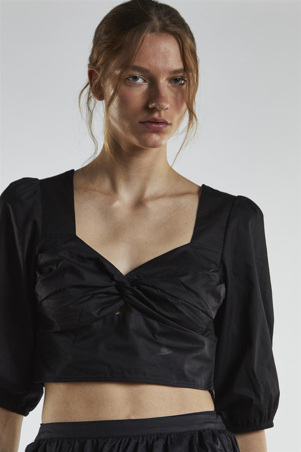 Glamorous Black Twist-Front Crop-Top