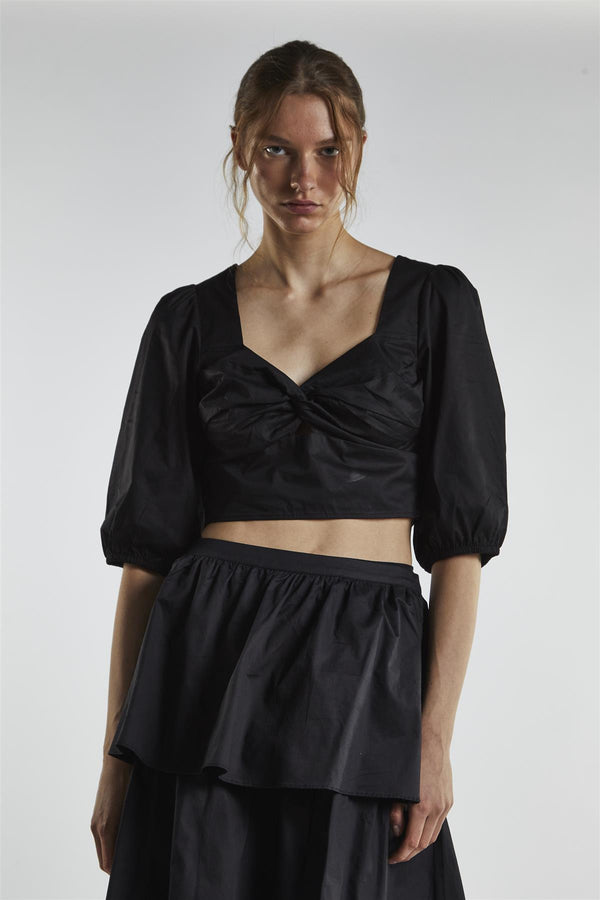 Glamorous Black Twist-Front Crop-Top