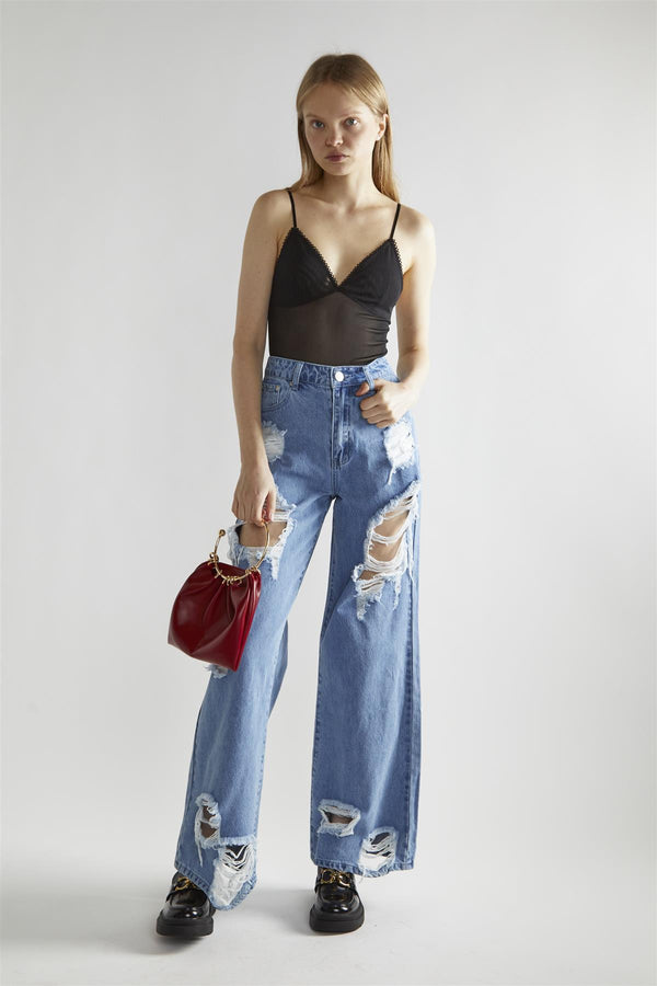 glamorous Black V-Neck Sleeveless-Bodysuit