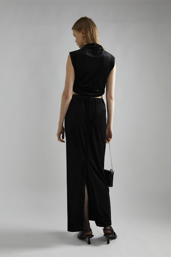 Glamorous Black-Velvet Maxi-Skirt