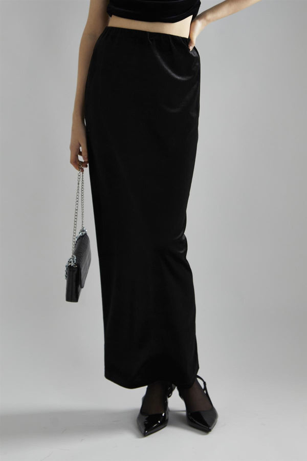 Glamorous Black-Velvet Maxi-Skirt