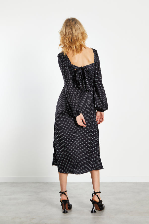 Glamorous Glamorous Black White Spot Side Split Midi Dress