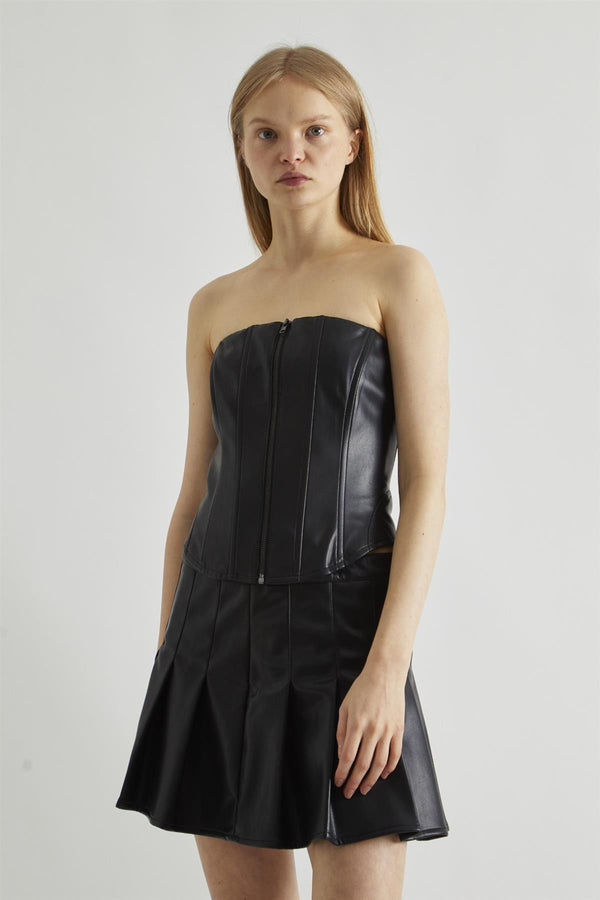 Glamorous Black Zip-Through Corset-Top