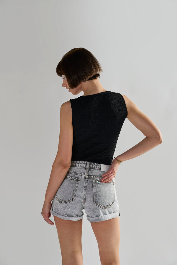 Glamorous Bleach-Acid Black Denim Shorts