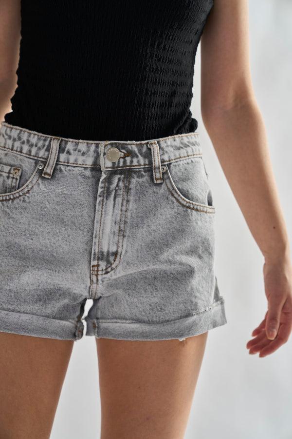 Glamorous Bleach-Acid Black Denim Shorts