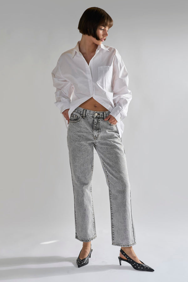 glamorous Bleach-Acid Black Straight Jeans