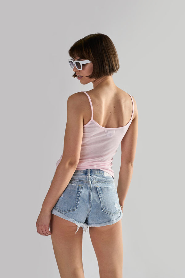 Glamorous Bleach Stonewash Distressed Denim Shorts