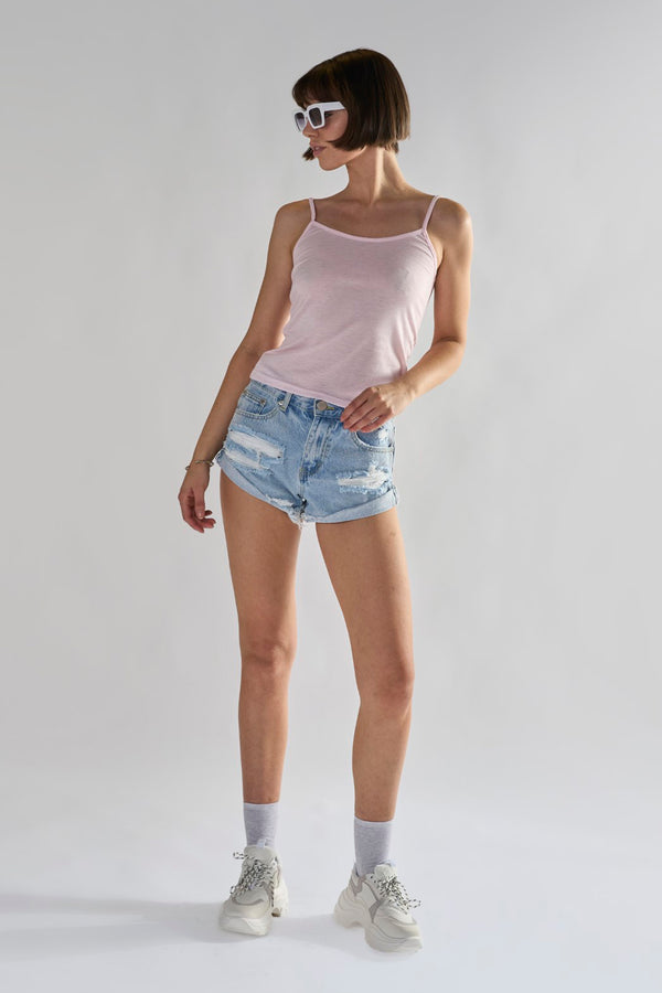 glamorous Bleach Stonewash Distressed Denim Shorts