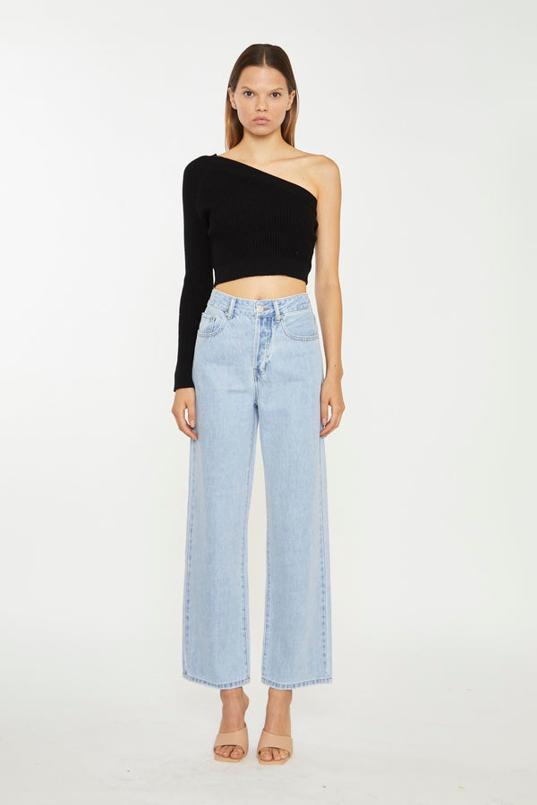 glamorous Bleach Stonewash Straight Leg Jeans