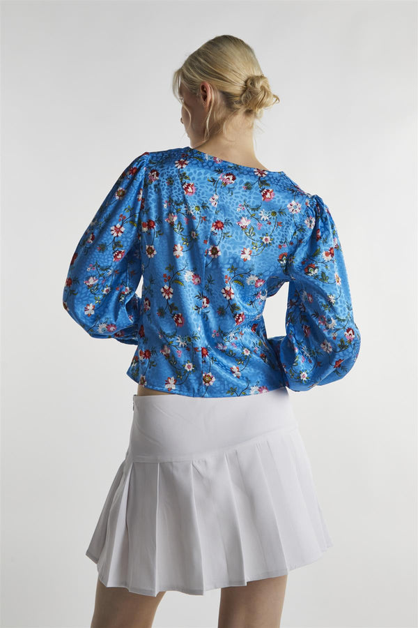 Glamorous Blue Multi-Floral Long-Sleeve Top
