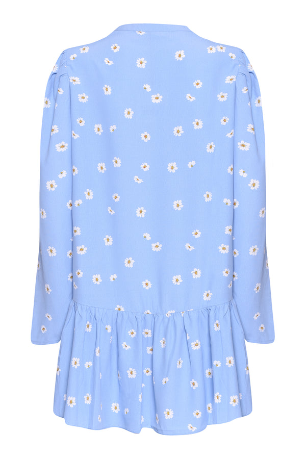 Glamorous Glamorous Blue Spaced Floral Tie Neck Shift Mini Dress