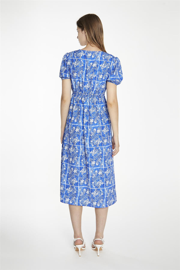 Glamorous Blue-Tile Button-Front Midaxi-Dress