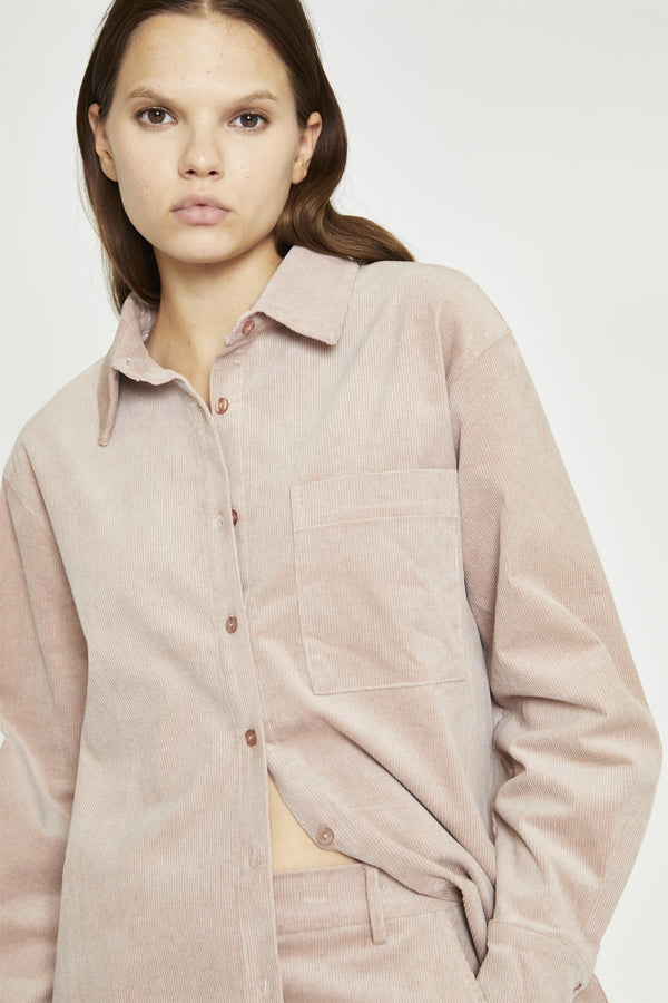 Glamorous Blush Cord Ribbed Long-Sleeve Top