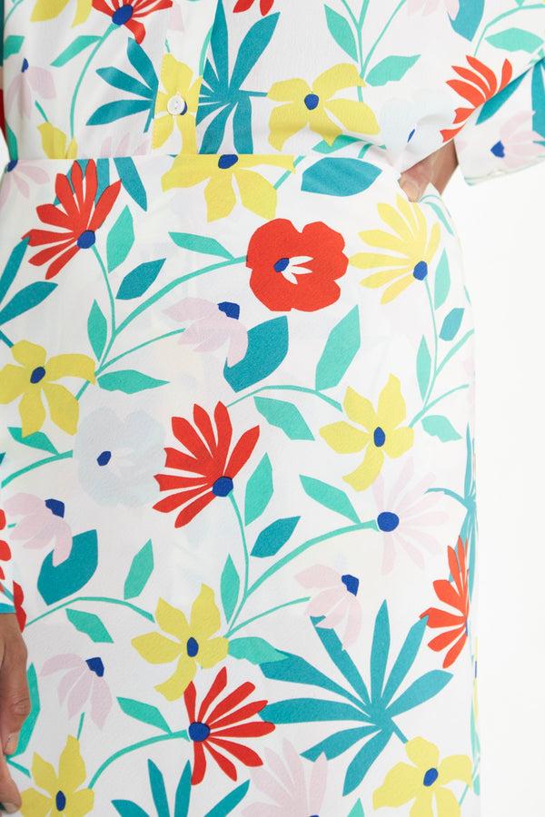 Glamorous Bright Multi Flower Bias-Cut Maxi-skirt