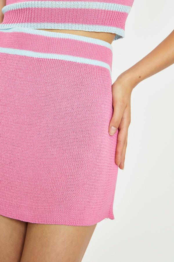 Glamorous Bright-Pink-Blue Knit Mini Skirt