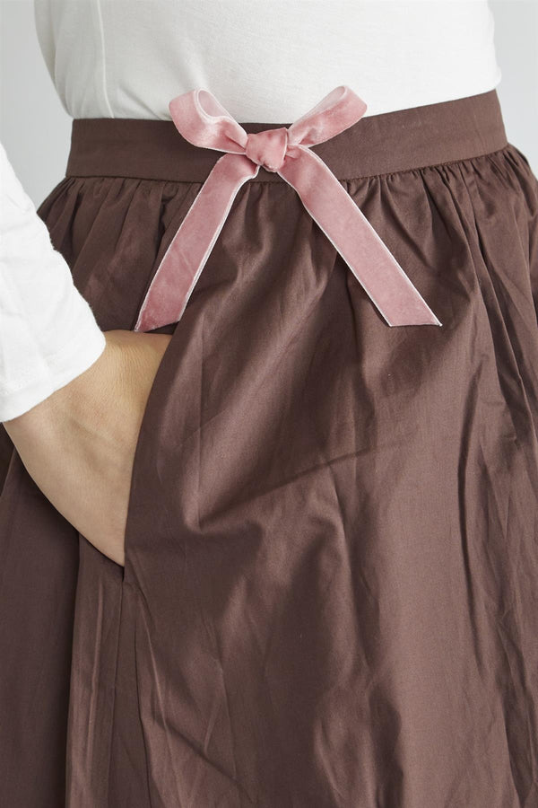 Glamorous Brown Bow-Detail Midi-Skirt