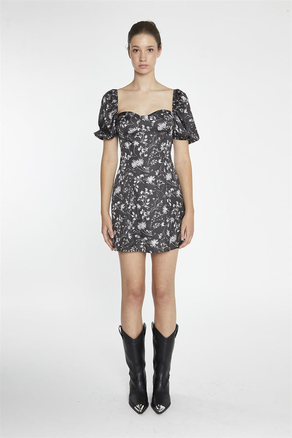 glamorous Brown-Floral A-Line Mini-Dress