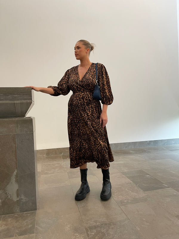 Glamorous Brown Leopard Tiered Wrap Midaxi-Dress