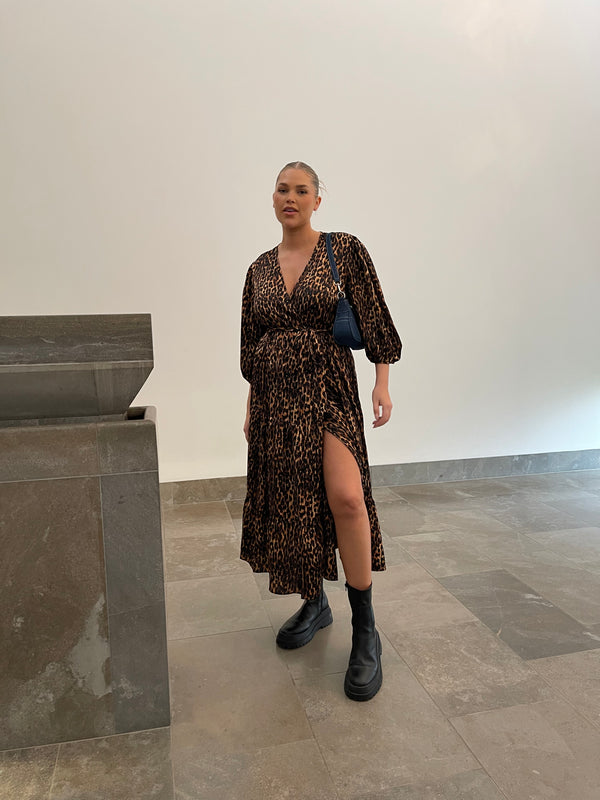 Glamorous Brown Leopard Tiered Wrap Midaxi-Dress