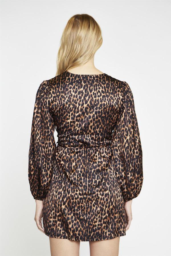Glamorous Brown Leopard Wrap Mini-Dress