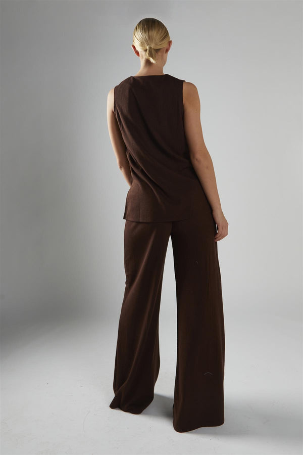 Glamorous Brown-Rib Relaxed-Wide-Leg Trousers