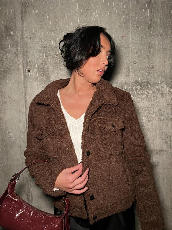 Glamorous Brown Teddy-Bear Midi-Coat