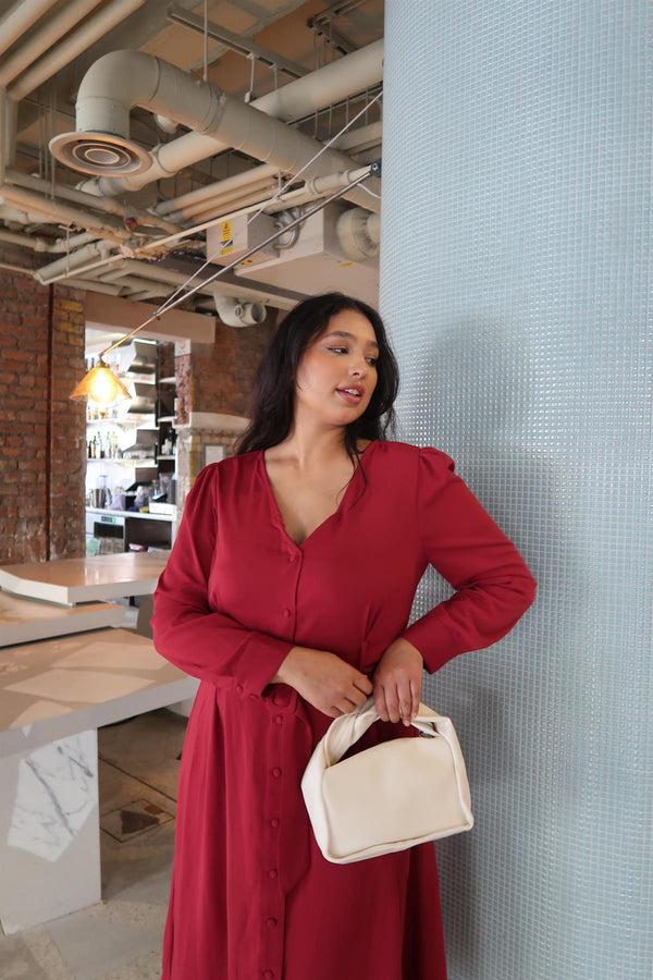 Glamorous Burgundy Crepe Maxi Dress