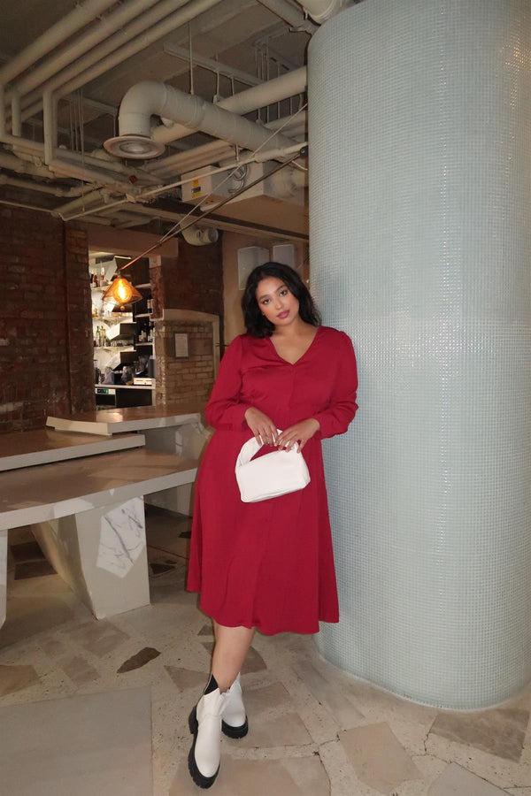 Glamorous Burgundy Crepe Maxi Dress