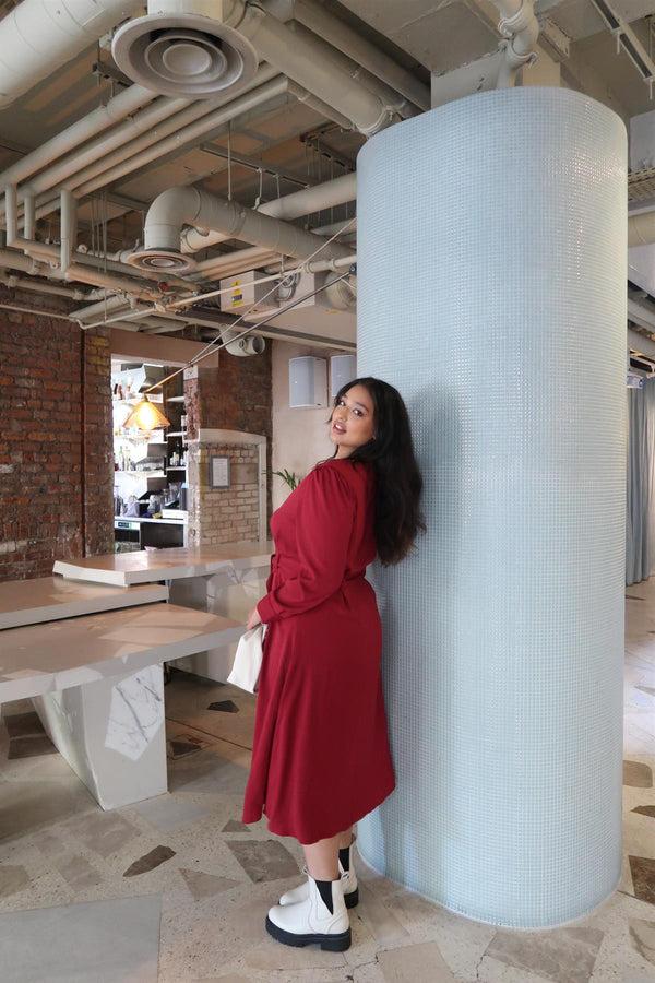 glamorous Burgundy Crepe Maxi dress