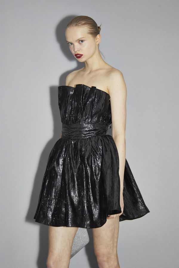 Glamorous Callie Black Gathered-Bandeau Mini-Dress