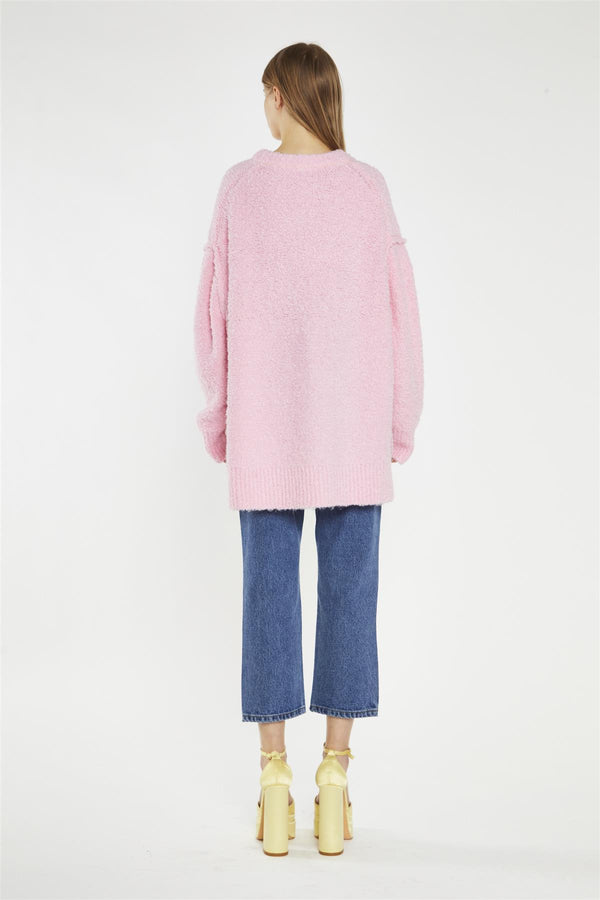 Glamorous Candy-Pink Oversized-Jumper