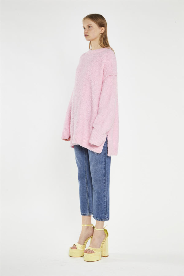 Glamorous Candy-Pink Oversized-Jumper