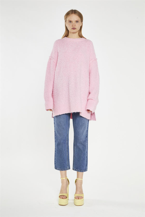 glamorous Candy-Pink Oversized-Jumper