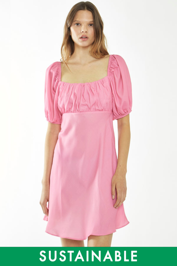 glamorous Candy-Pink Tie Back Mini-Dress