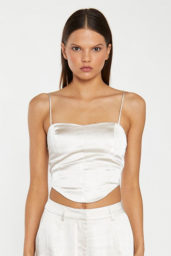 Glamorous Champagne Satin Corset Top