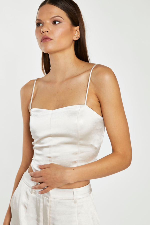 glamorous Champagne Satin Corset Top