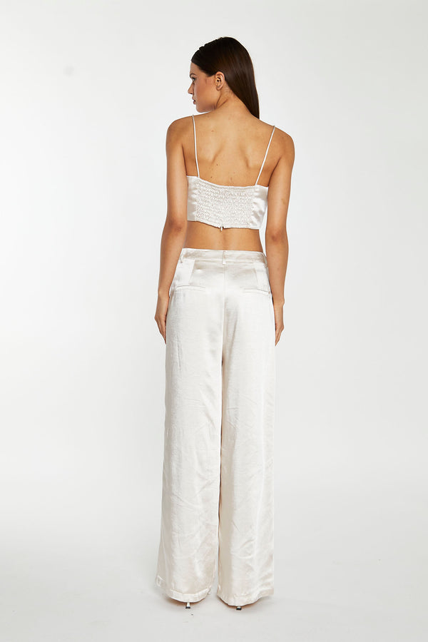 Glamorous Champagne Satin Wide Leg Trousers