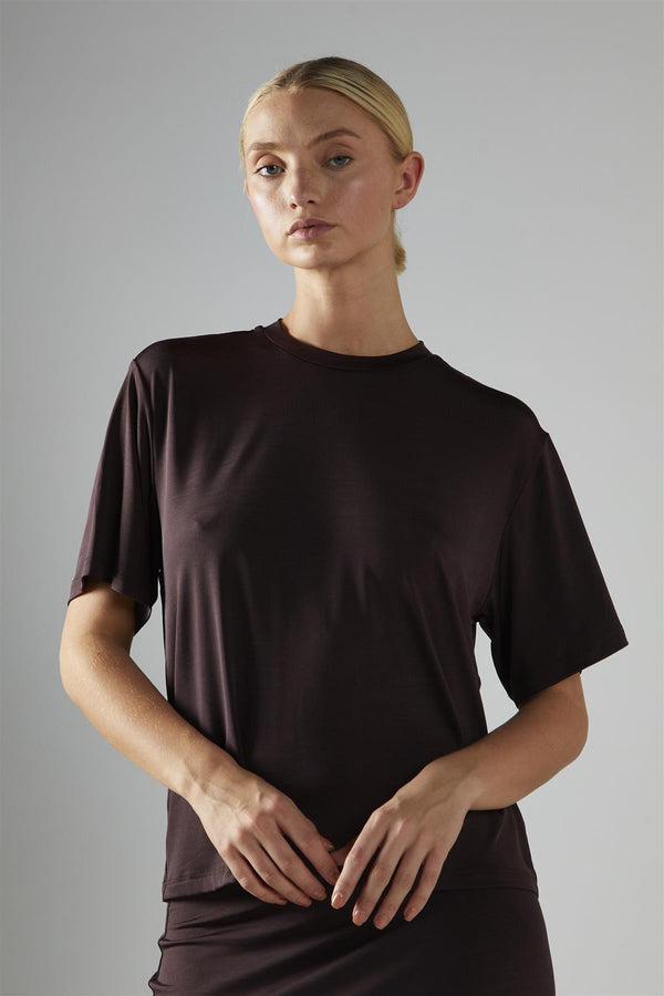 Glamorous Chocolate-Brown Loose-Fit Top