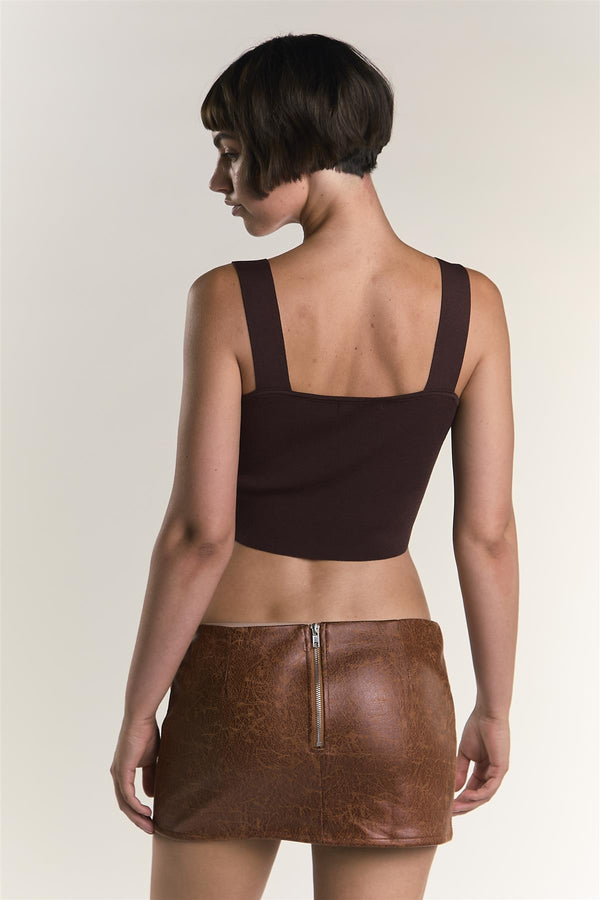 Glamorous Chocolate-Brown Square-Neck-Top