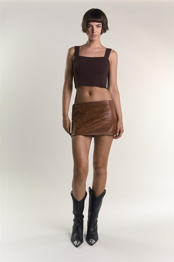 glamorous Chocolate-Brown Square-Neck-Top